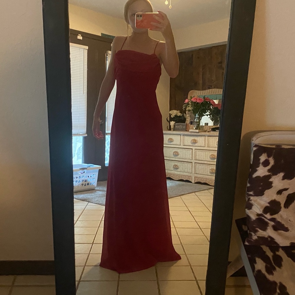 Red sparkly prom dress